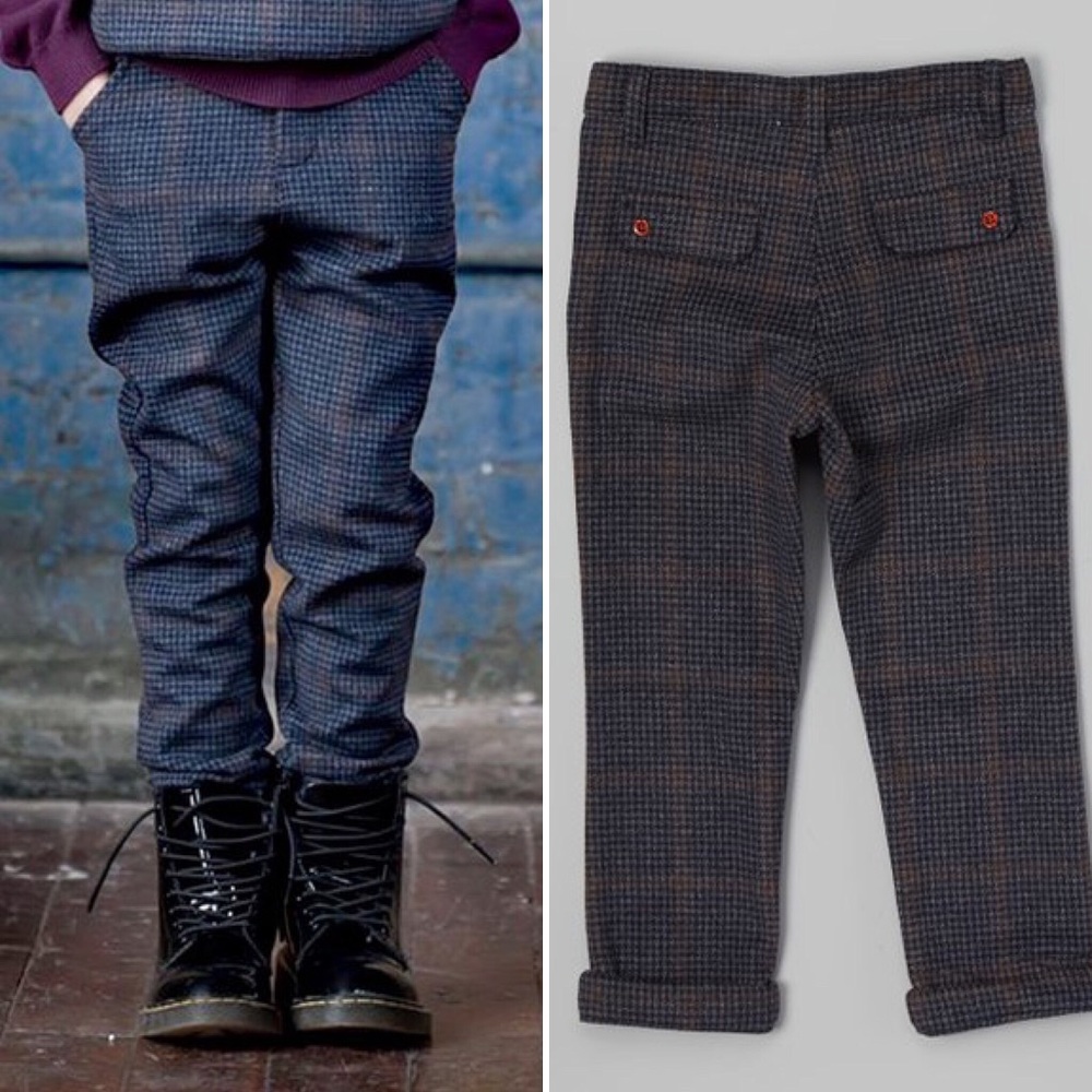 KIPP Wool plaid pants with button back pocket